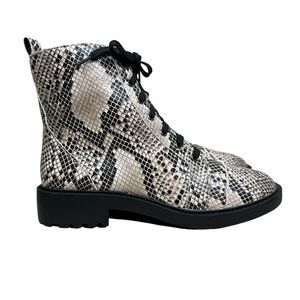 Paolo Linea Women Combat Boot Trinity Snake Embossed Lug Soles Lace Up Zip Sz 7M